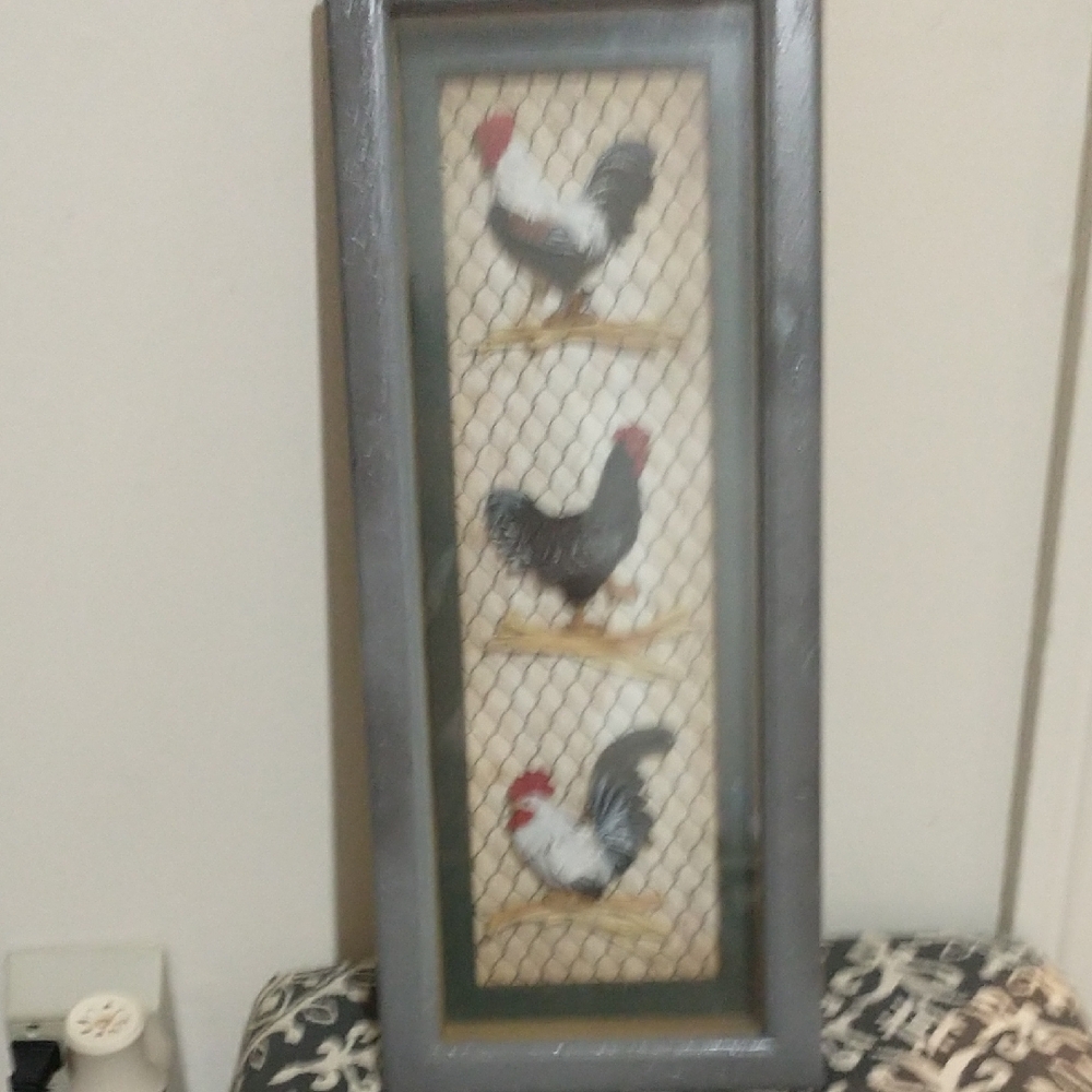 Charming Rooster Trio Framed Art